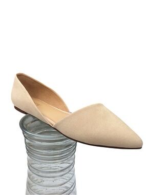 J. Crew Beige Micro Suede D’Orsay Pointed Toe Flat Shoes Size 10